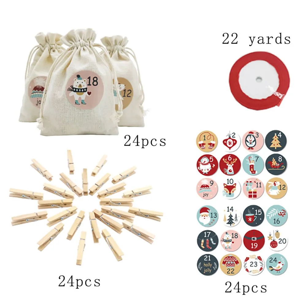 24 advent calendar bags with clips - Image 6