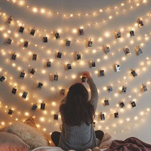LED fairy wall string lights with clips