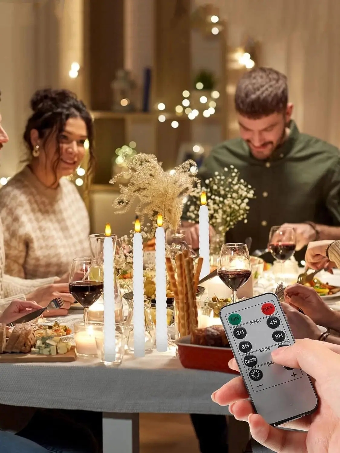 Flameless LED taper candle set with remote control