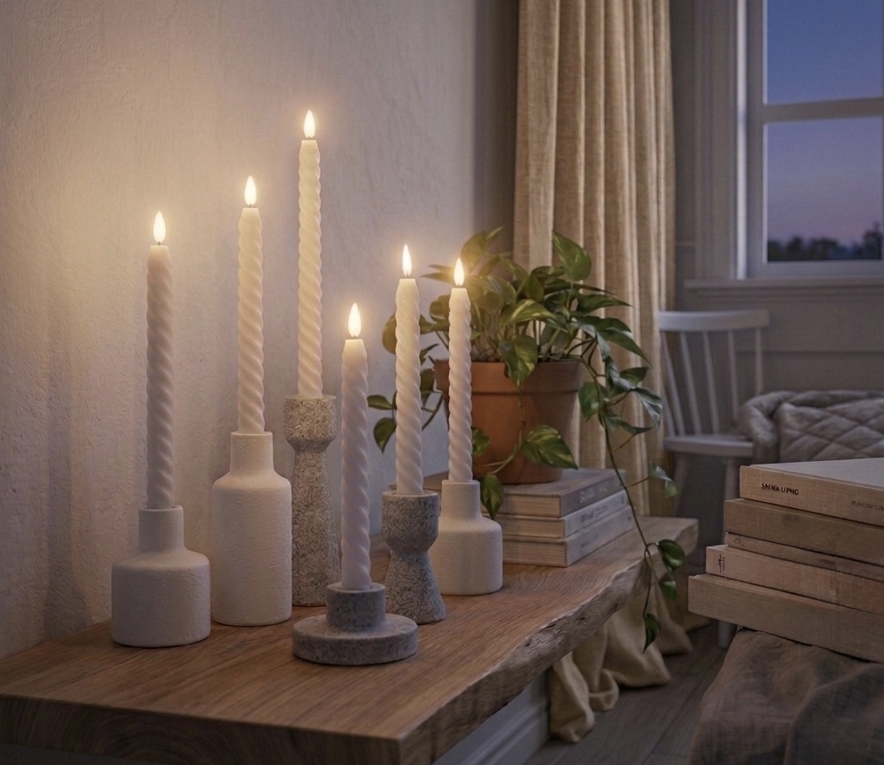Flameless LED taper candle set with remote control