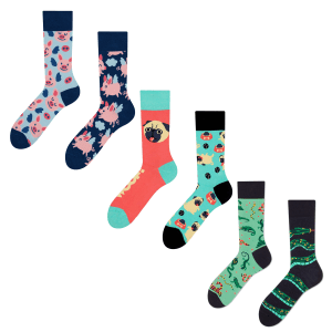 Medium high colorful printed women's socks - 3pack set
