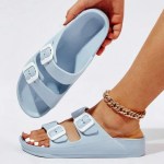 Adjustable double buckle non-slip unisex slippers