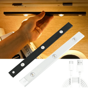 Motion sensor rechargeable LED cabinet light - black