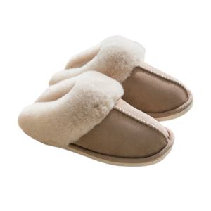 Comfortable soft indoor slippers - khaki