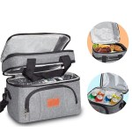 Large capacity double layer Insulated lunch bag