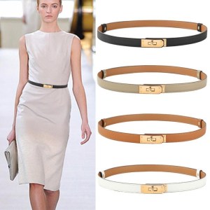 Elegant women's leather skinny belt