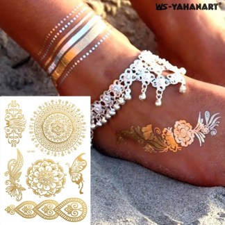 Temporary metallic color tattoo stickers - 5pack