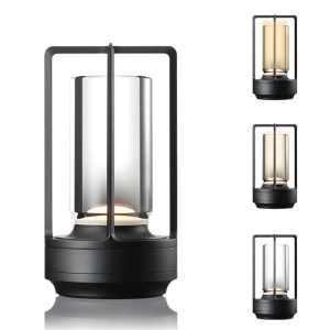 USB rechargeable acrylic table lamp with metal frame