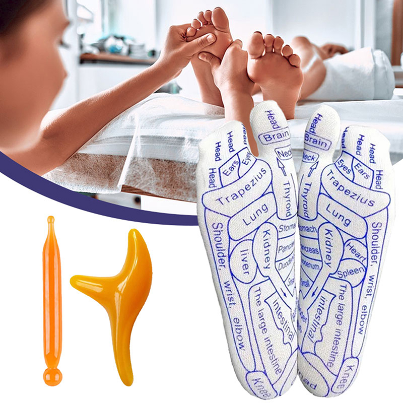 Reflexology acupressure points printed socks & massaging tool - Image 2