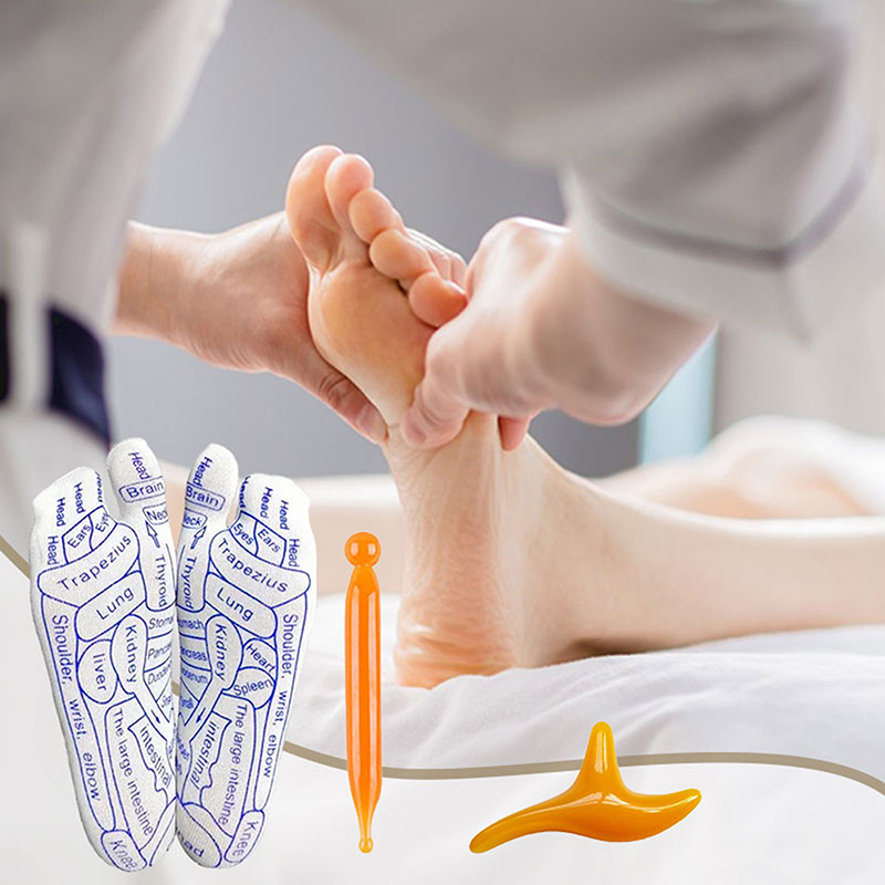 Reflexology acupressure points printed socks & massaging tool - Image 3