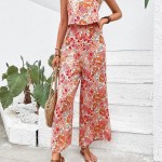 Wide strap wide leg jumpsuit