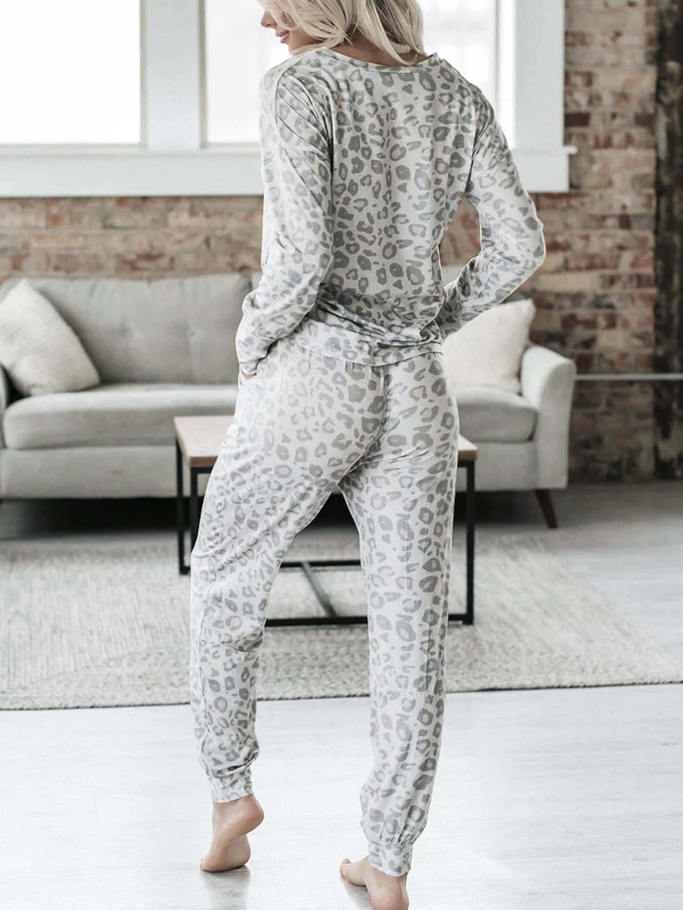 Leopard print home lounge-wear women's set - Image 7