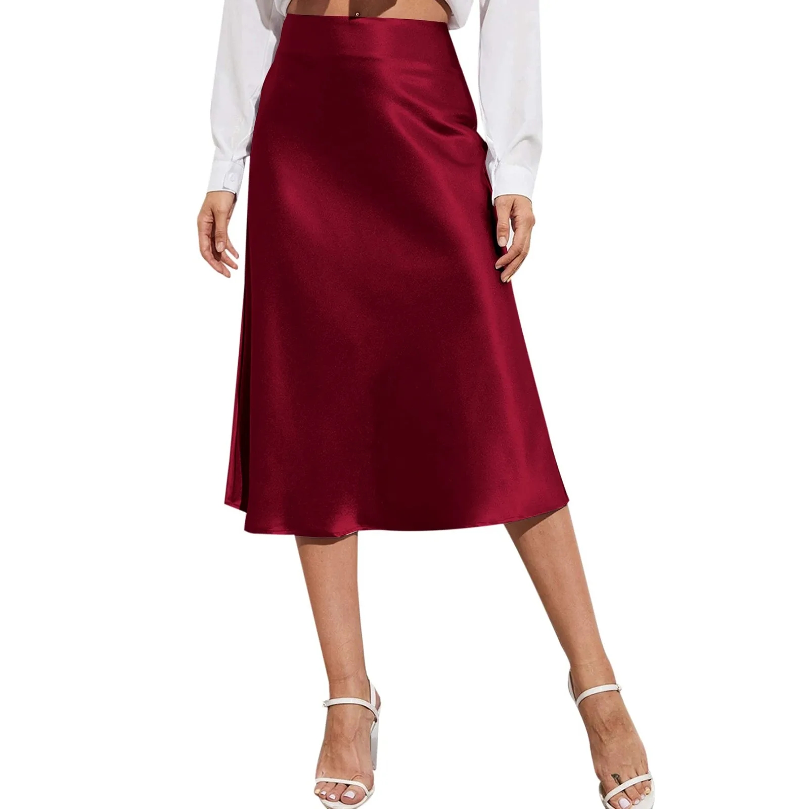Elegant midi satin skirt - Image 6