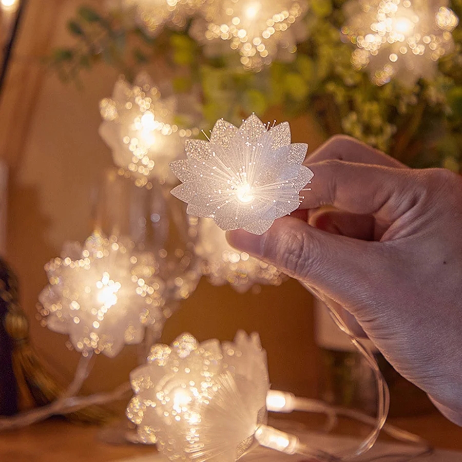 Battery powered flower string lights - Image 3