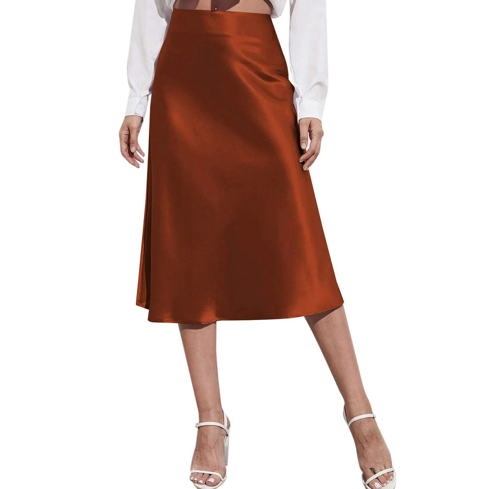 Elegant midi satin skirt - Image 5