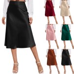 Elegant midi satin skirt