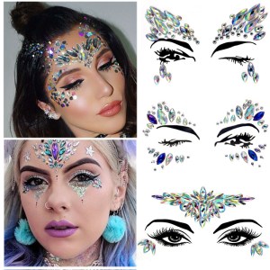 Self-adhesive 3D face sticker gems