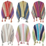 Boho style warm knitted women's poncho