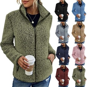Stand-up collar fleecy women's jacket