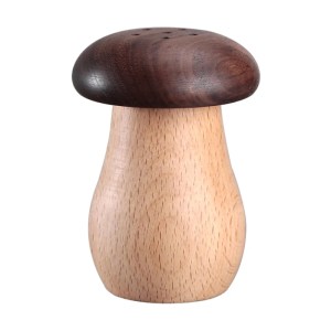 Mushroom shaped wooden toothpick holder