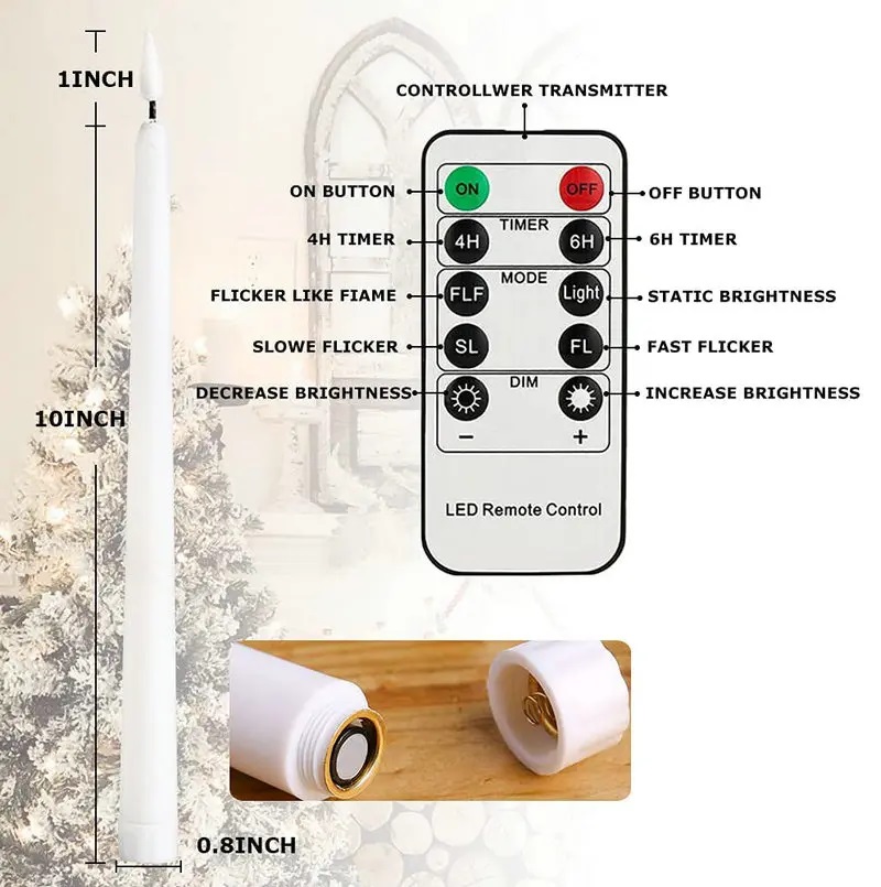 6 piece set flameless taper candles with remote control - Image 34