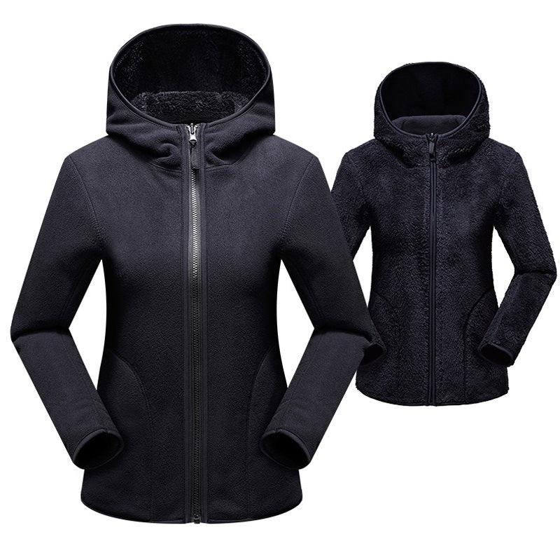 Reversible coral fleece hooded women's jacket - Image 3