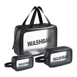 Clear toiletry travel bag set