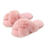 Fluffy women's criss-cross home slippers