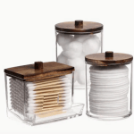 Multi-purpose clear bathroom accessory container set