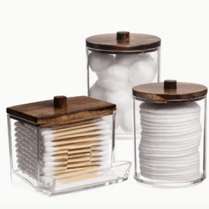 Multi-purpose clear bathroom accessory container set