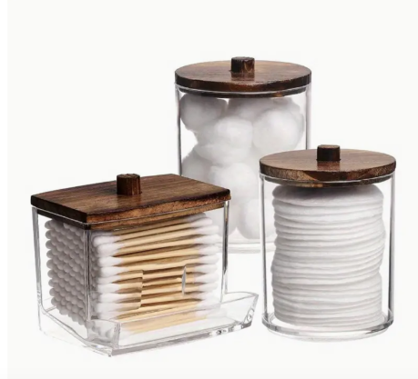 Multi-purpose clear bathroom accessory container set