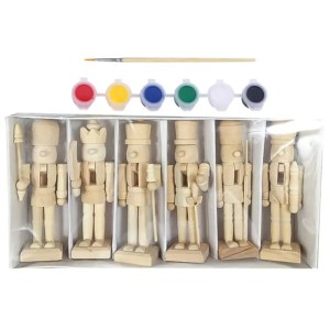 6-piece wooden soldier figure painting set