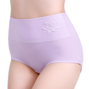 High waist embossed rose underwear for women - 3pack purple