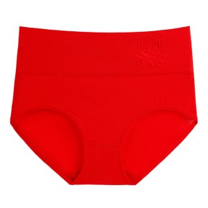 High waist embossed rose underwear for women - 3pack red