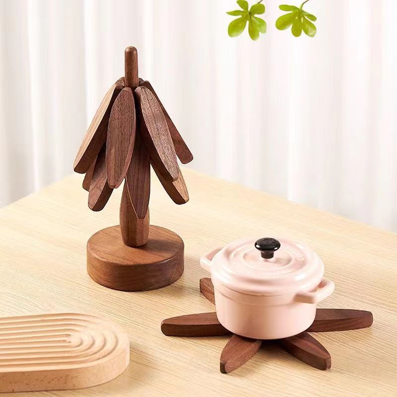 Heat insulating wooden coaster set with stand - Image 9