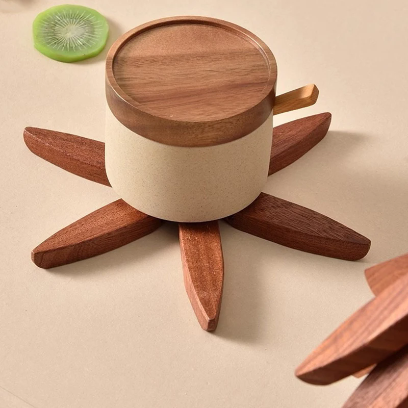 Heat insulating wooden coaster set with stand - Image 10