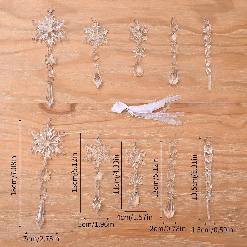 Christmas tree hanging snowflake ornaments - 10pack - Image 10