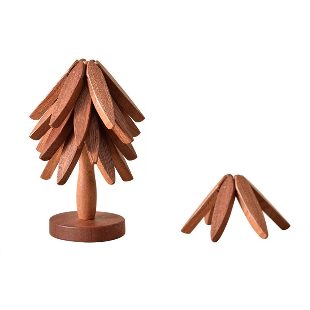 Heat insulating wooden coaster set with stand - Image 4