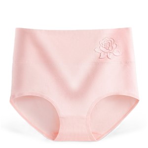 High waist embossed rose underwear for women - 3pack light pink