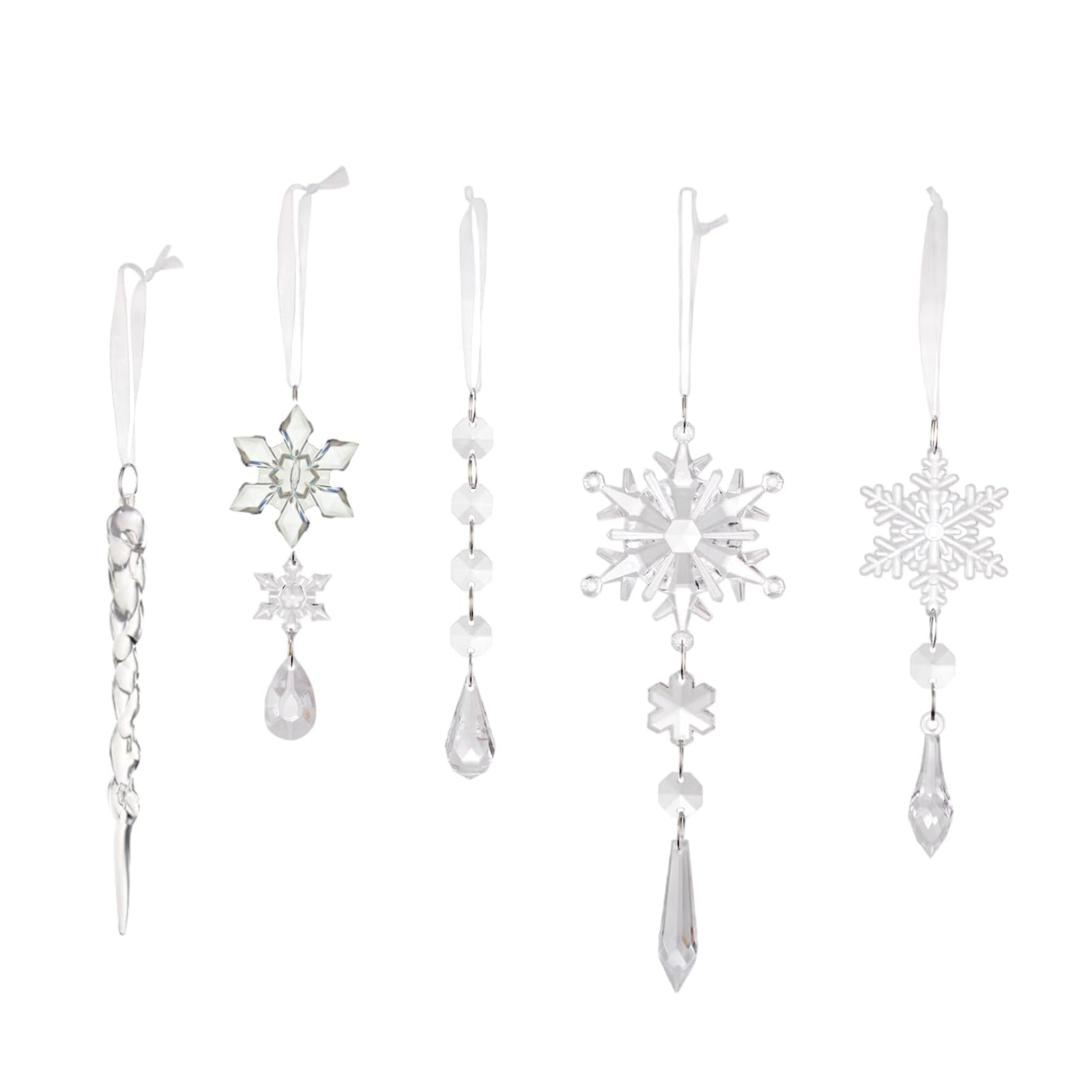 Christmas tree hanging snowflake ornaments - 10pack