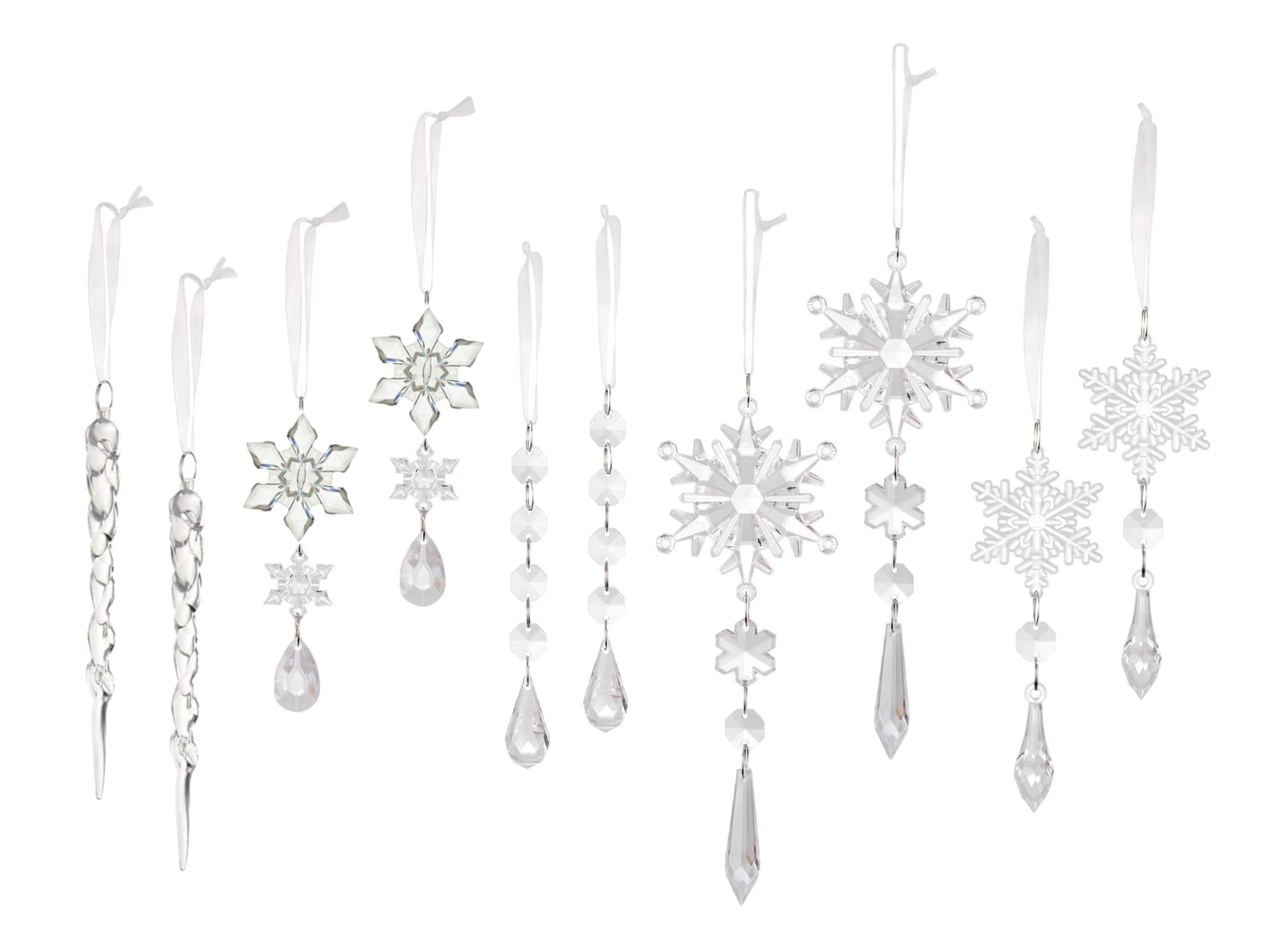 Christmas tree hanging snowflake ornaments - 10pack - Image 12