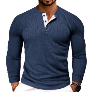 Long sleeve men's Henley shirt