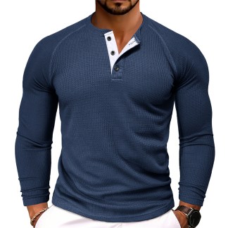 Long sleeve men's Henley shirt