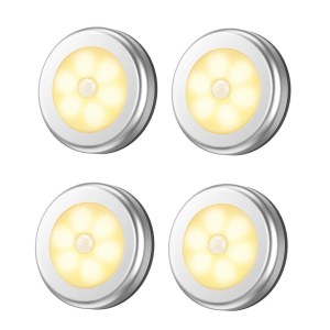 6 LED PIR sensor motion activated warm white wall light - 4pack