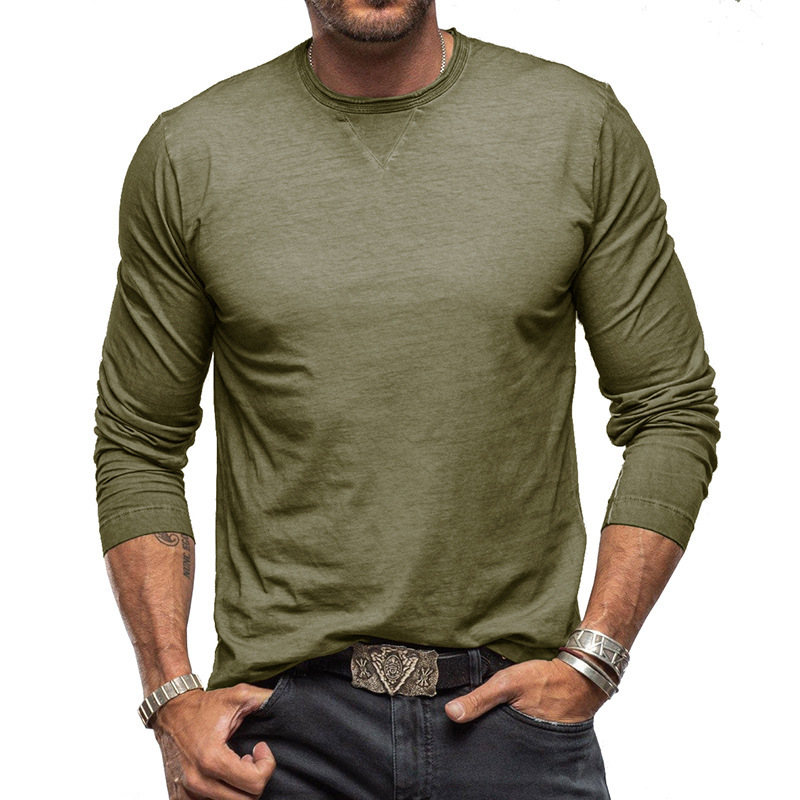 Long sleeve crew neck men's cotton shirt - Image 15