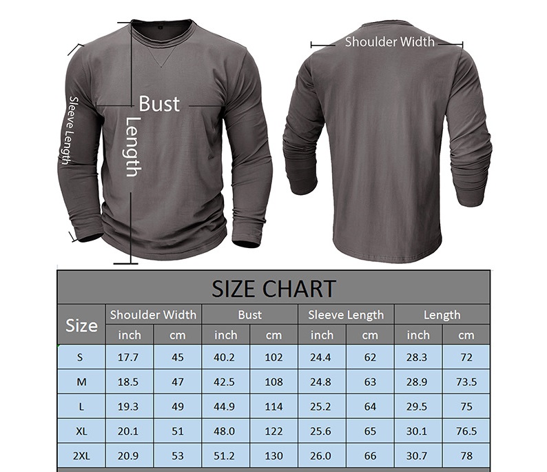 Long sleeve crew neck men's cotton shirt - Image 22