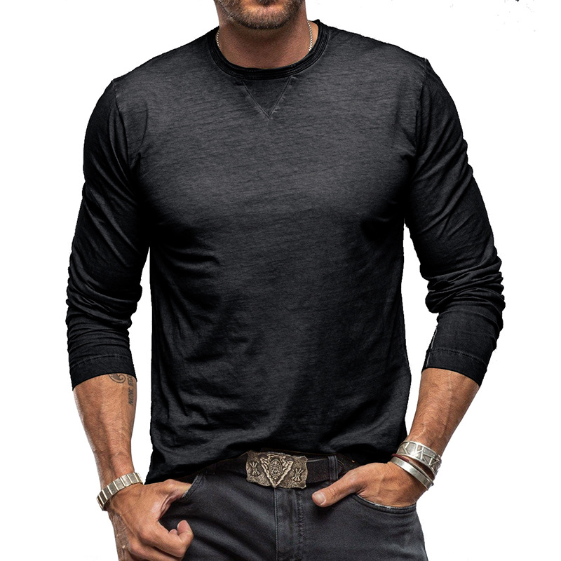 Long sleeve crew neck men's cotton shirt - Image 12