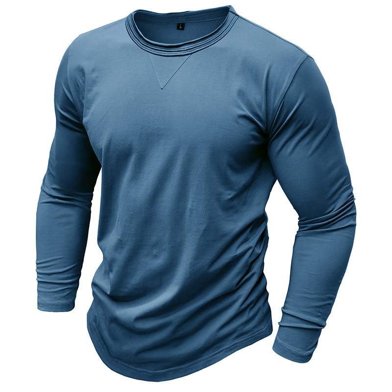 Long sleeve crew neck men's cotton shirt - Image 8