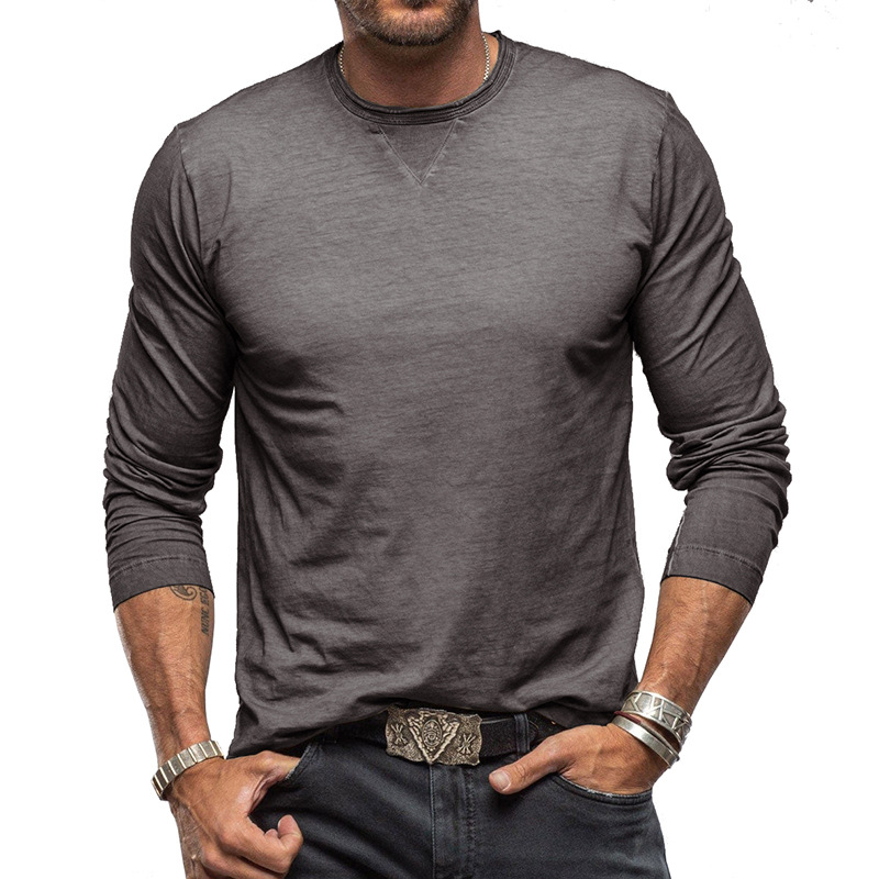 Long sleeve crew neck men's cotton shirt - Image 2
