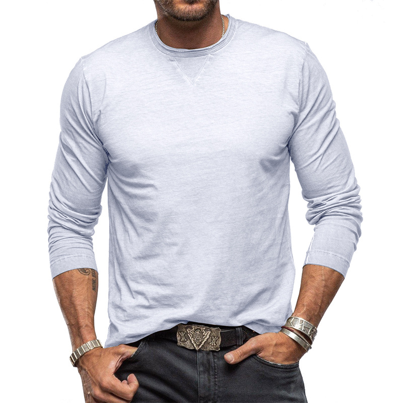 Long sleeve crew neck men's cotton shirt - Image 18